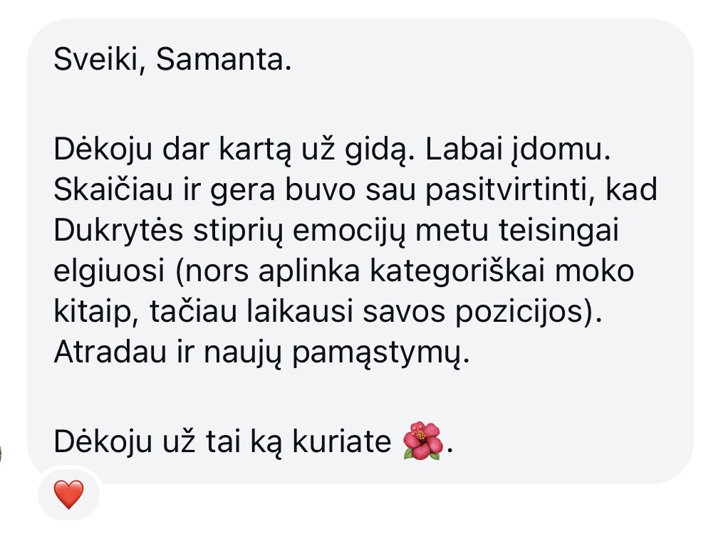Mamos atsiliepimas apie reagavimą į vaiko stiprias emocijas
